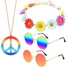 CHRORINE Hippie Costume Set Hippie Sunglasses Peace Sign for Party Decorations