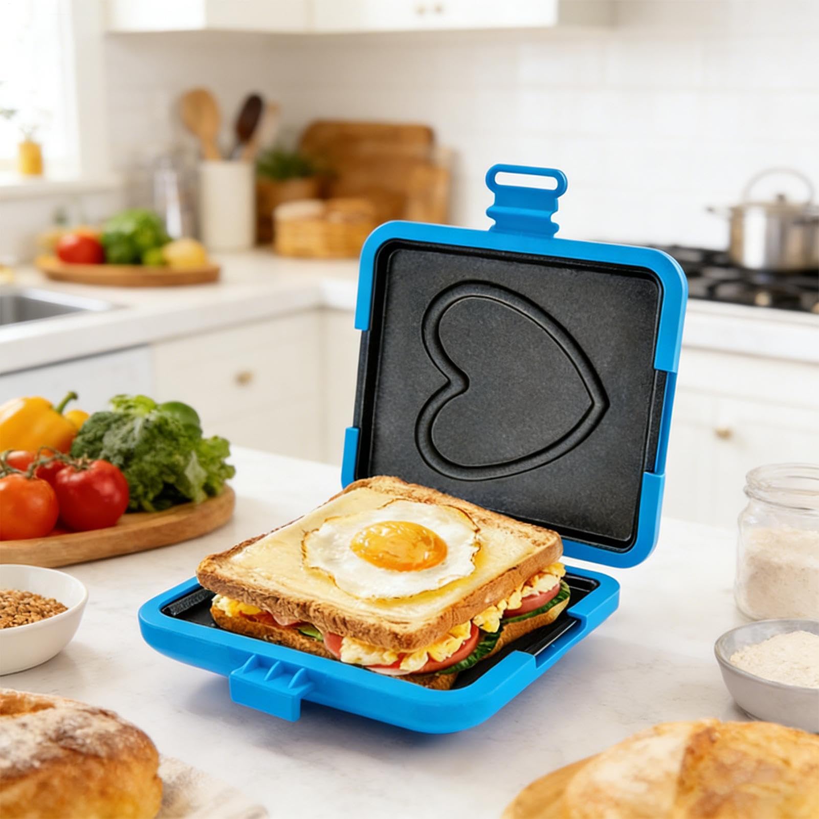Generisch Machine à sandwich pour micro-ondes, moule de cuisson léger, pour femmes, hommes, adolescents, adultes, bureau, appartement, cuisine, restaurant