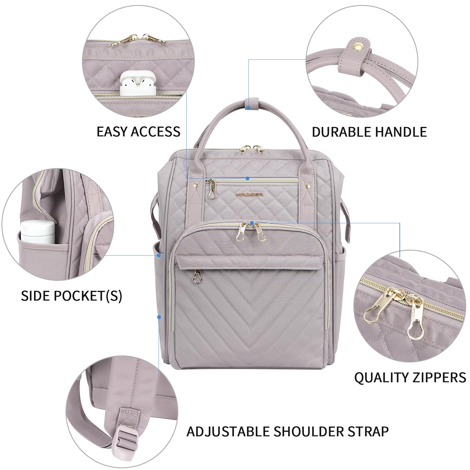 KROSER Mochila para Portátil 15.6" Mochila Elegante Escolar para Computadora Mochila Informal Hidrófugo Bolsa de Negocios para Viaje/Negocio/Universidad-Azul Oscuro Laptop Backpack