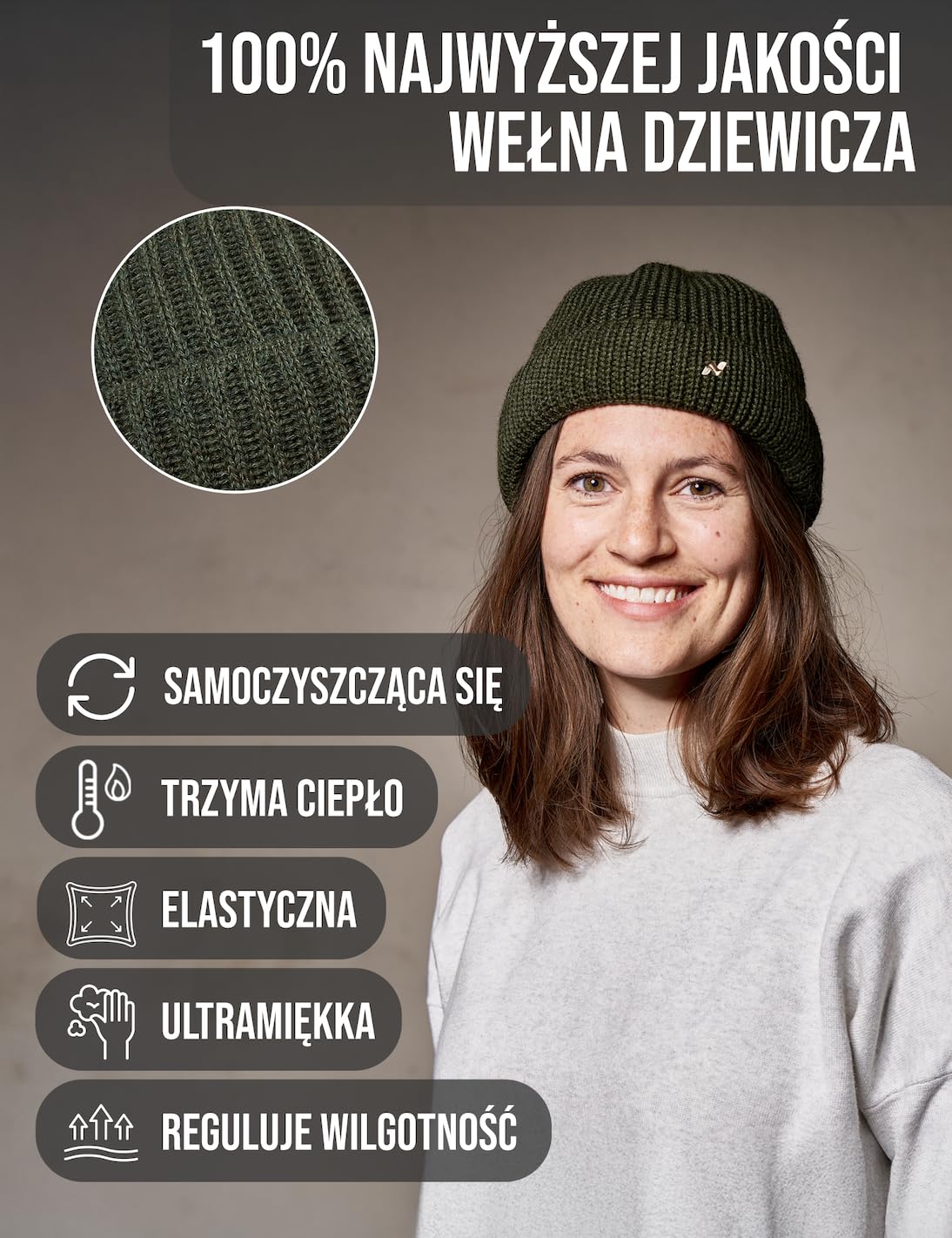 NYTTED® Cousteau czapka krótki kształt ze 100% najdelikatniejszej żywej wełny dla kobiet i mężczyzn