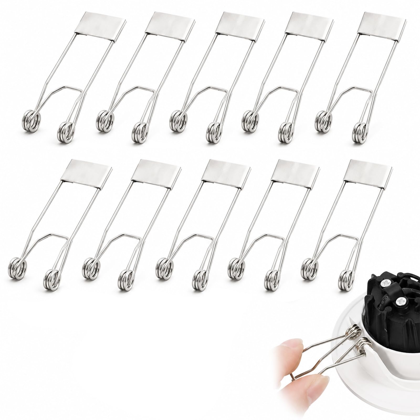 UMEGMBX 52x19mm Downlight Spring Clips, 10 Pack Recessed Lighting Accessories Securing Clamps for Ceiling Lamp, Stainless Steel LED Fittings for Spotlights