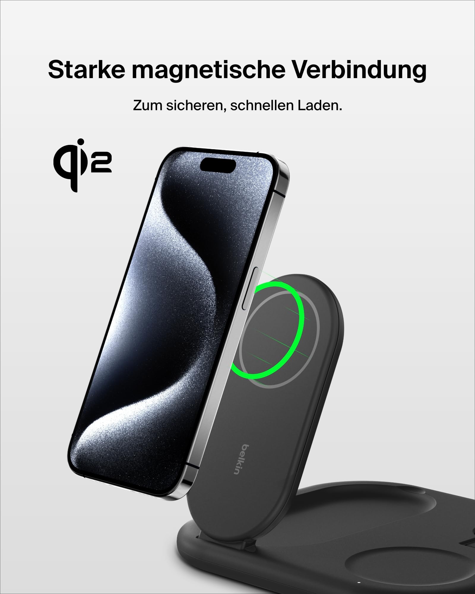 Belkin BoostCharge Ladegerät induktive 3-in-1 Ladestation Qi2, 15 W, klappbar MagSafe-kompatibles... Ansicht 5