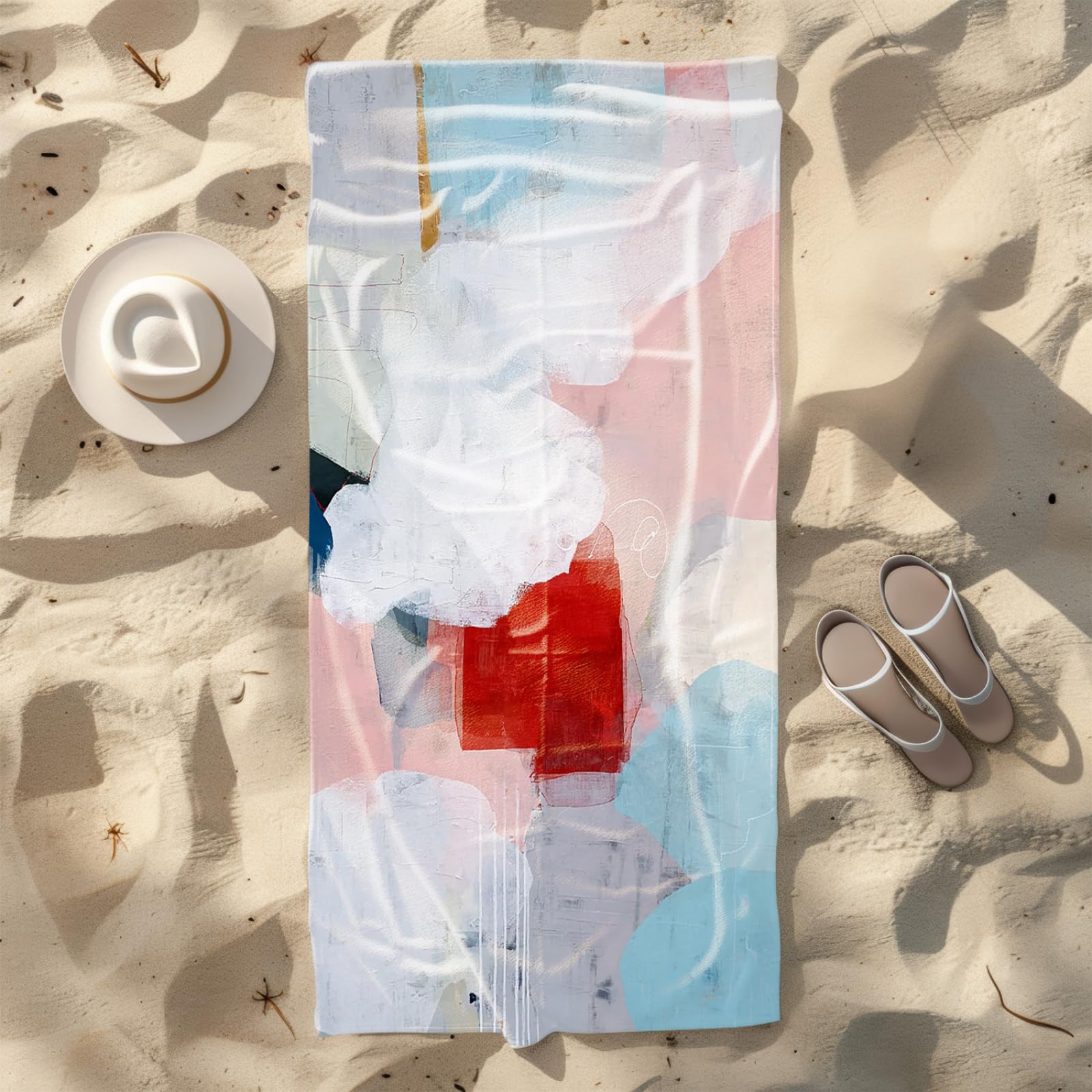 Générique Serviette Microfibre Plage Rouge Rose Clair