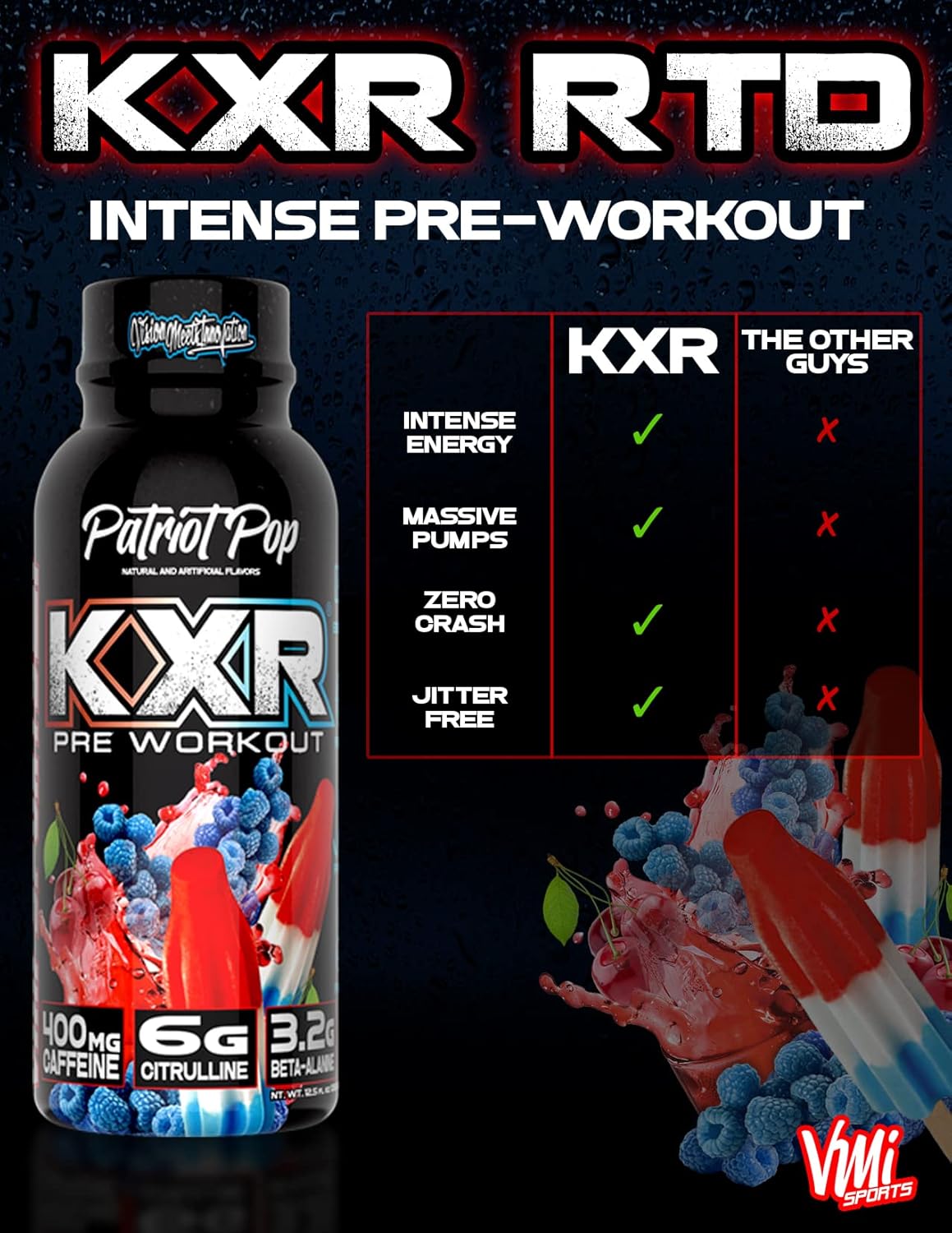 VMI Sports KXR High Stimulant PreWorkout Energy Ready to Beber 400 mg