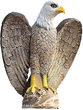 LIUYICRAFT 17 inch Realistic Bald Eagle Statue Plastic Bald Eagle Simulation Hawk Model Combination with 95 feet Double Side Laser Tape