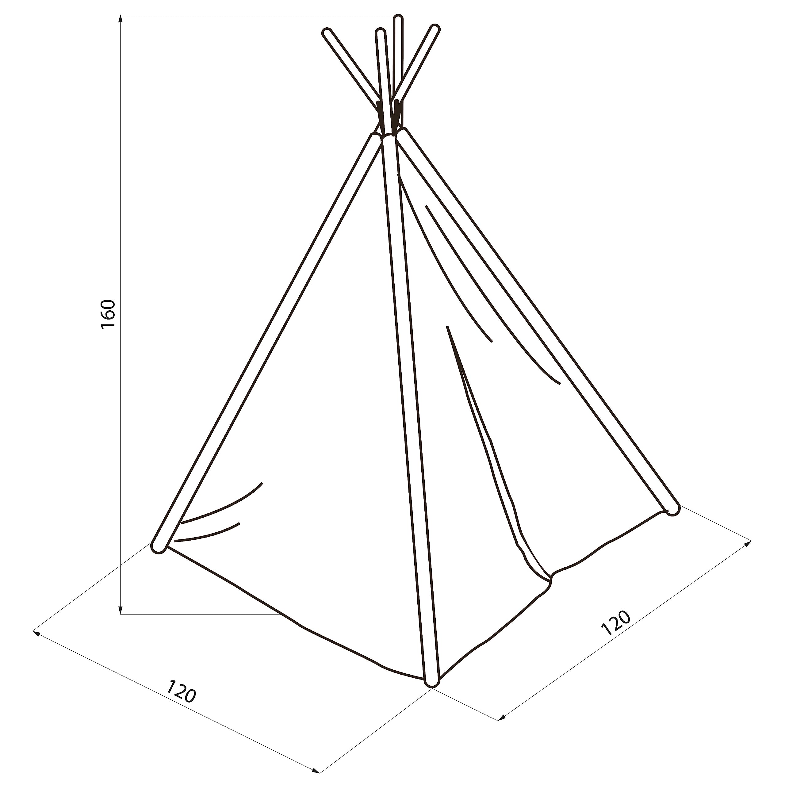 SUNNY Tipizelt für Kinder mit Weltkarte in Farbe | Indienner / Tipi / Wigwam Zelt für Kinderzimmer | Spielzelt aus Baumwolle 120x120 cm