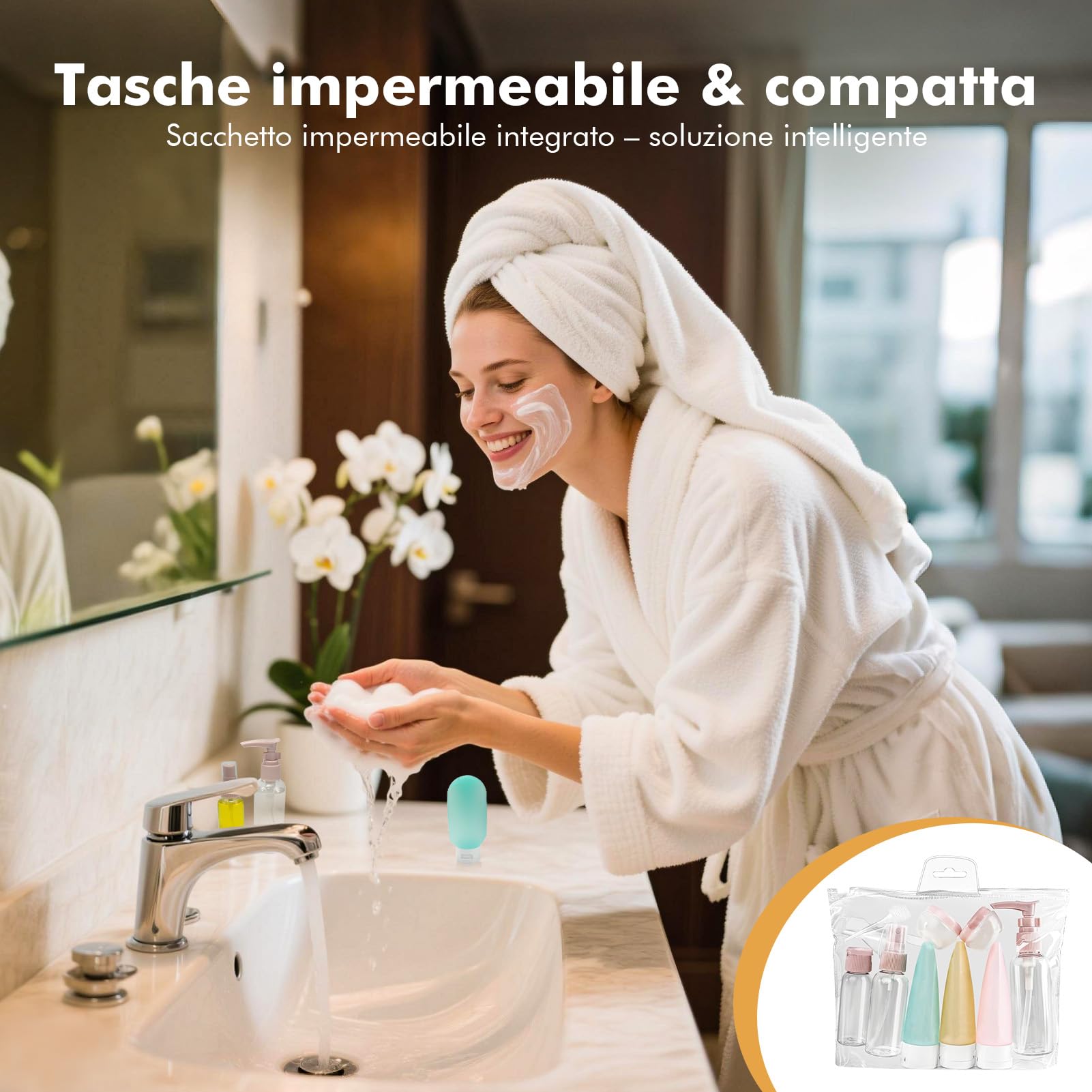 Bottiglie da viaggio, 11 pezzi set portatile da riempire Set di bottiglie di plastica flaconi viaggio ricaricabili Kit Contenitori da Viaggio Flaconi con Custodia per Shampoo, Liquidi and Lozione.