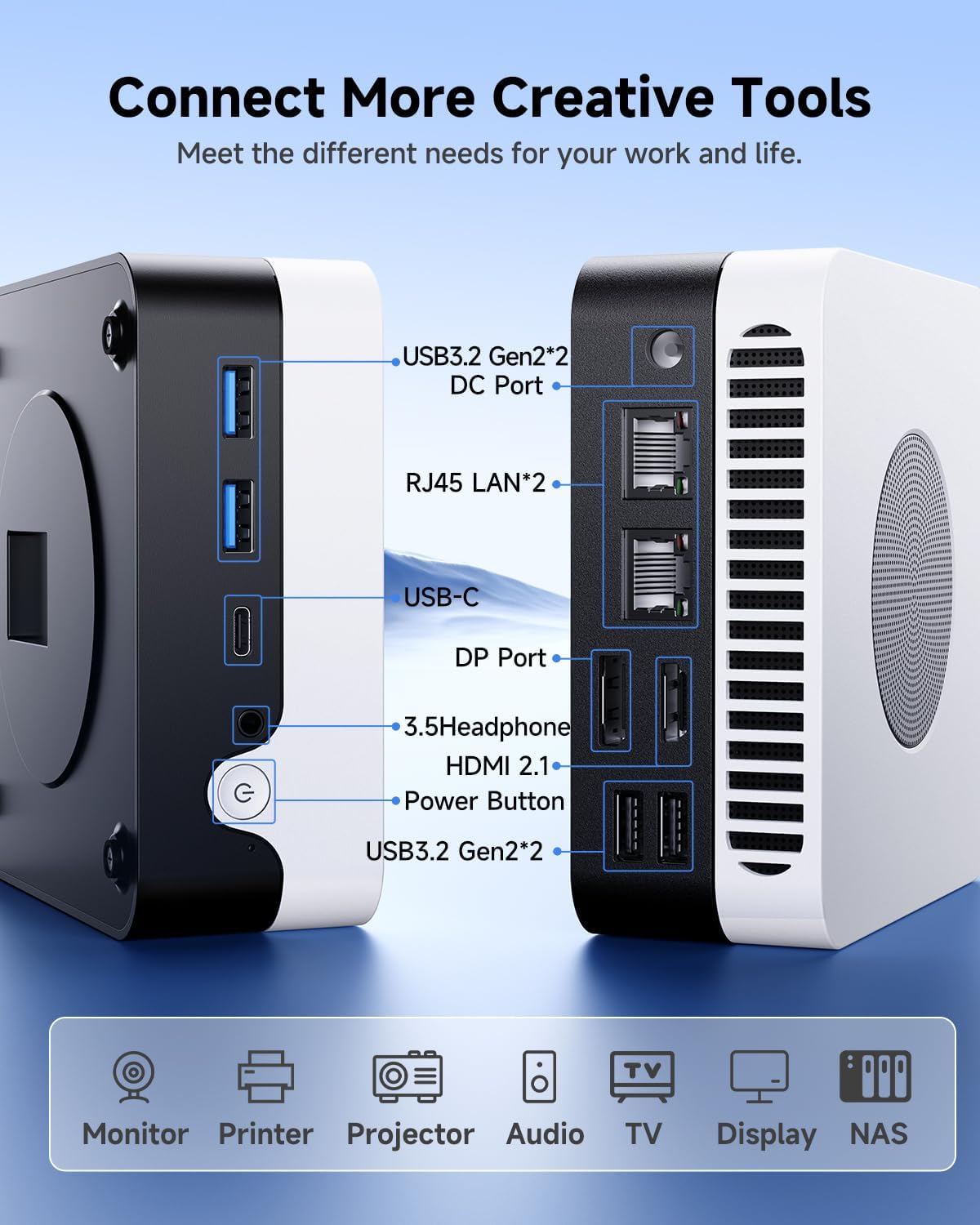 CHUWI LarkBox X Mini PC, Intel i3-1220P (10C/12T, up to 4.4GHz), 8GB RAM 256GB SSD, 4K Triple Display, Mini Computer, 2*HDMI, WiFi 6, BT5.2, Type-C, USB 3.2, LAN, VESA