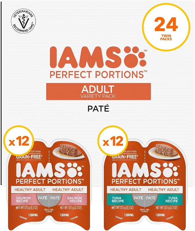 Ração Úmida para Gatos Adultos IAMS Perfect Portions Patê, Variedade, Pacote com 24