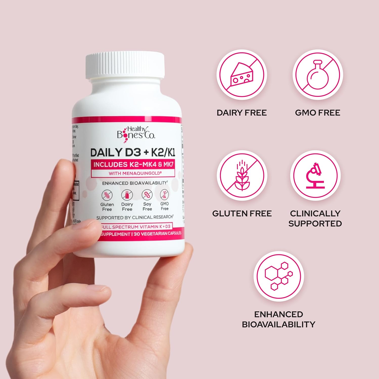 Premium D3 K2 - Full Spectrum Vitamin D3 K2, 2000 IU D3 + MK7 + MK4 + K1, Daily D3 K2 & K1 Supplements - Vitamin D Supports Calcium Absorption for Strong Bones & Immune Health - 30 Capsules - Image 6