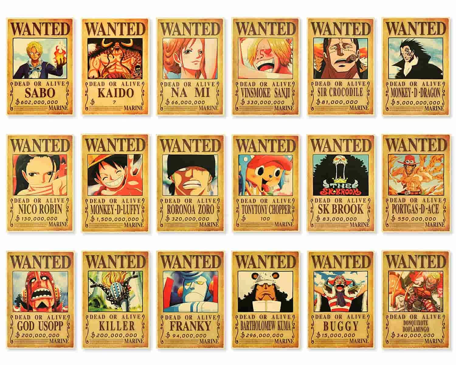One Piece Wanted Poster Set I 66 Stk. I A3-Format - DE