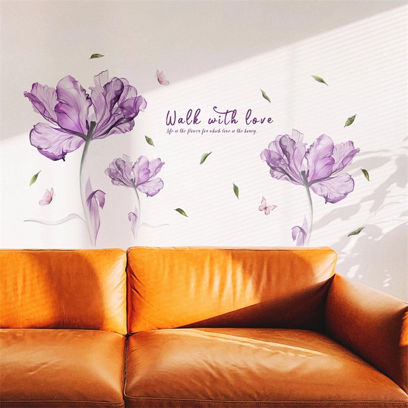 Purple Flower Butterfly Wall Stickers – Removable Vinyl Decals For Living Room, Bedroom, Nursery