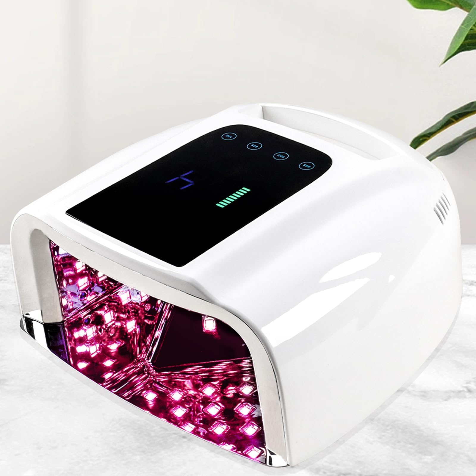 UV Lamps for Gel Nails, 96W Rechargeable Nail Lamp UV LED Nail Lamp, Professional Nail Dryer Portable Nail Light for Nails with LCD Display Auto Sensor for Nail Salon Home Use (White)
