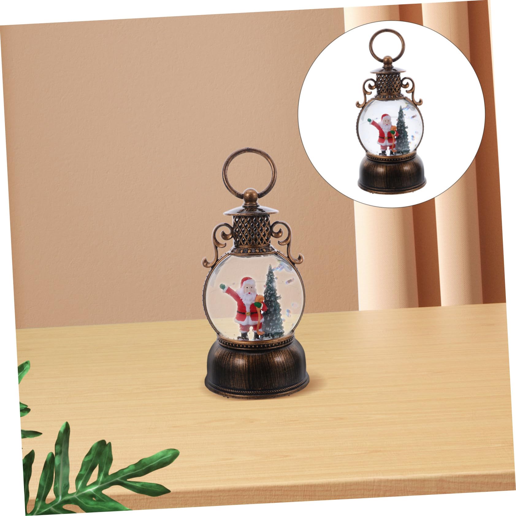 PRETYZOOM Globo di Neve Carillon Natalizio Lanterna Decorativa Luminosa Cavo USB Ornamento Musicale per Feste Decorazione Interna per Caminetti e Tavoli