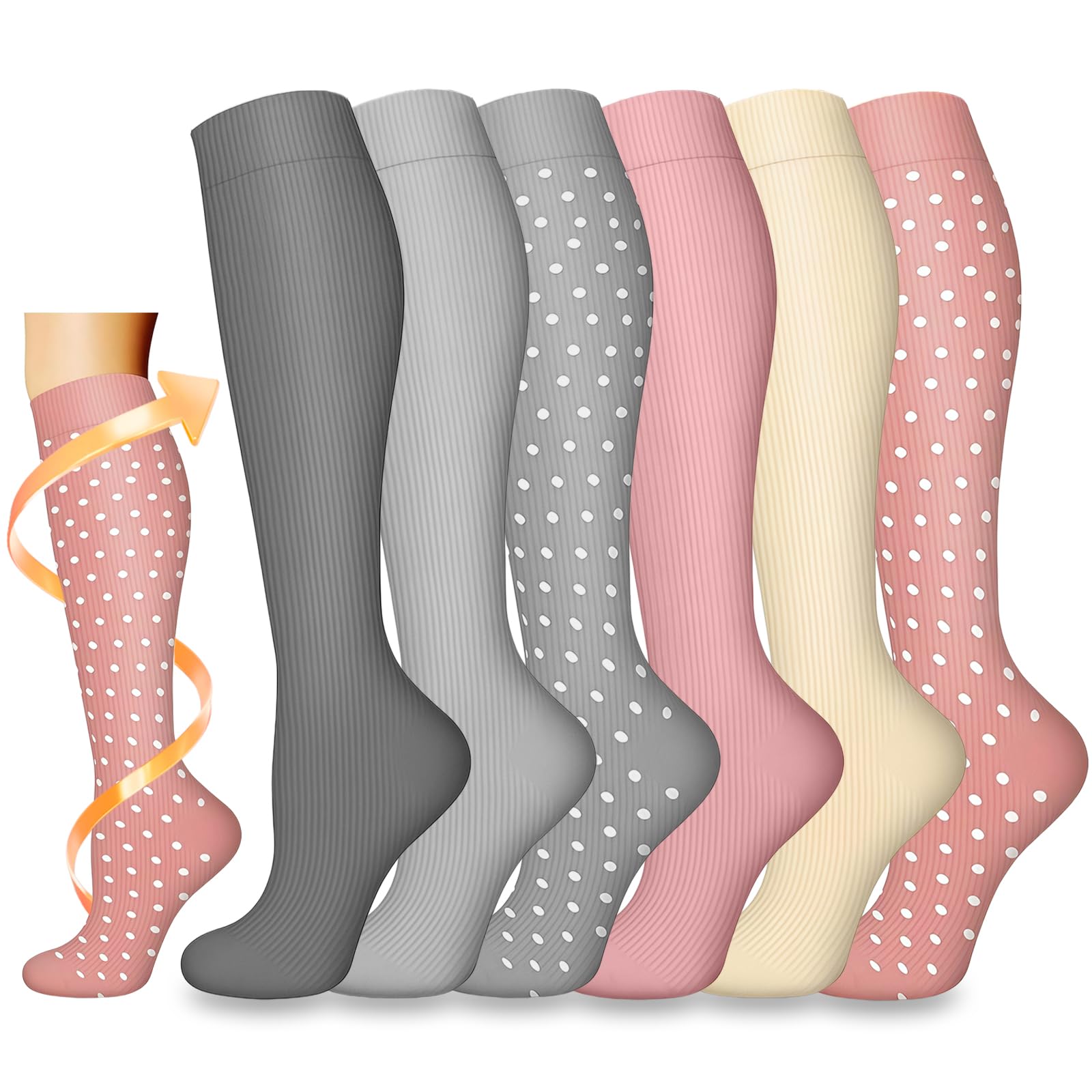 flintronic 2/3/6 Pares Calcetines de Compresion, Calcetines Compresion Running 15-20mmHg, Medias de compresion para Enfermera, Atletismo, Running, Ciclismo, Viajar