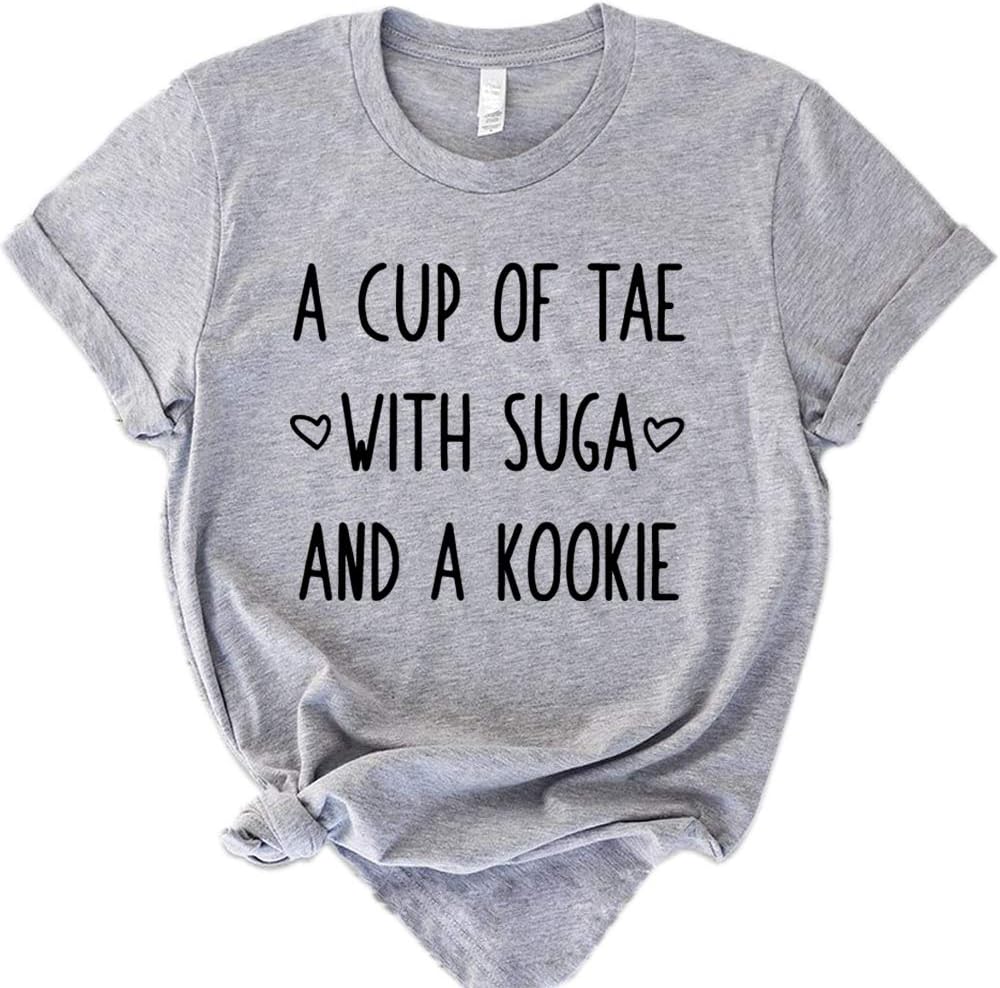 ANRevelinCNOwnZone Cotton Unisex Short Sleeve Round Neck T-Shirts A Cup of Tea with Sugar and A Cookie