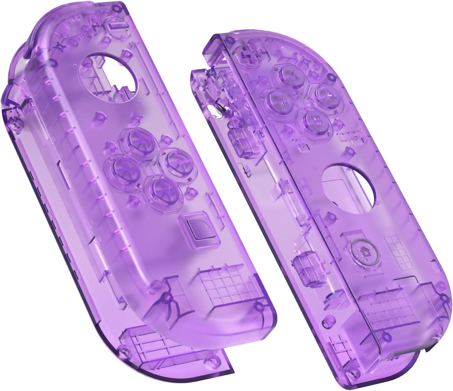 eXtremeRate DIY Replacement Shell Buttons for Nintendo Switch & Switch OLED, Clear Atomic Purple Custom Housing Case with Full Set Button for Joycon Handheld Controller - Console Shell NOT Included