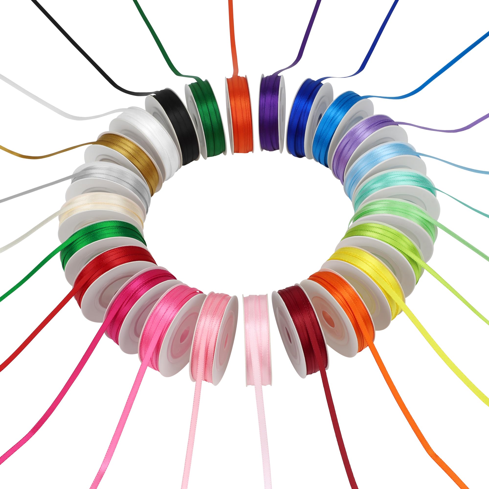 Kryvus Satin Ribbon Set - 24 Colors Double Faced Ribbon, 3mm x 15.5M Each โ image 1