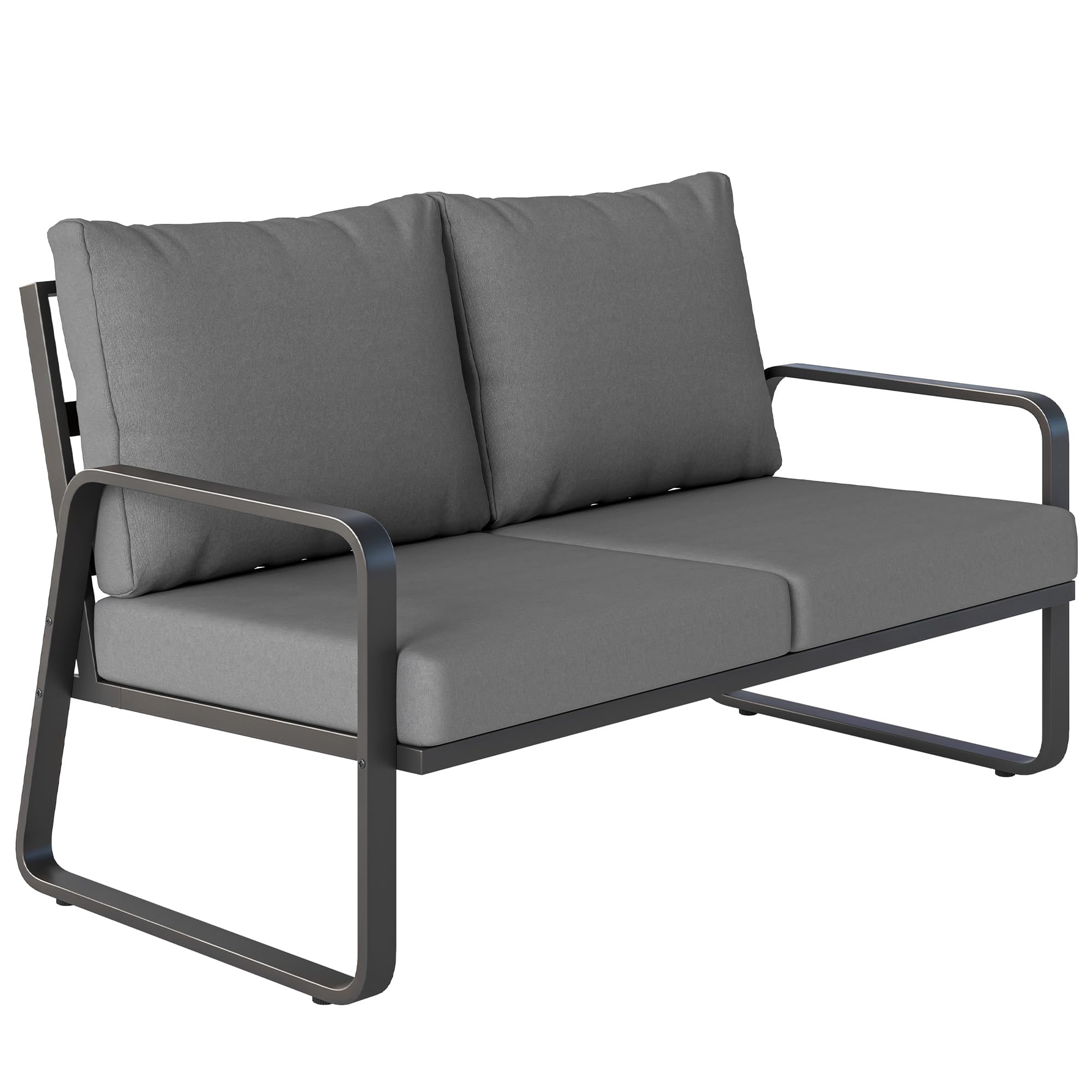 Outsunny Canapé de Jardin 2 Places avec Coussins Épais, Housses Amovibles et Accoudoirs Modernes, Salon de Jardin Capacité 240 kg, Canapé d'Extérieur pour Balcon, Gris Clair