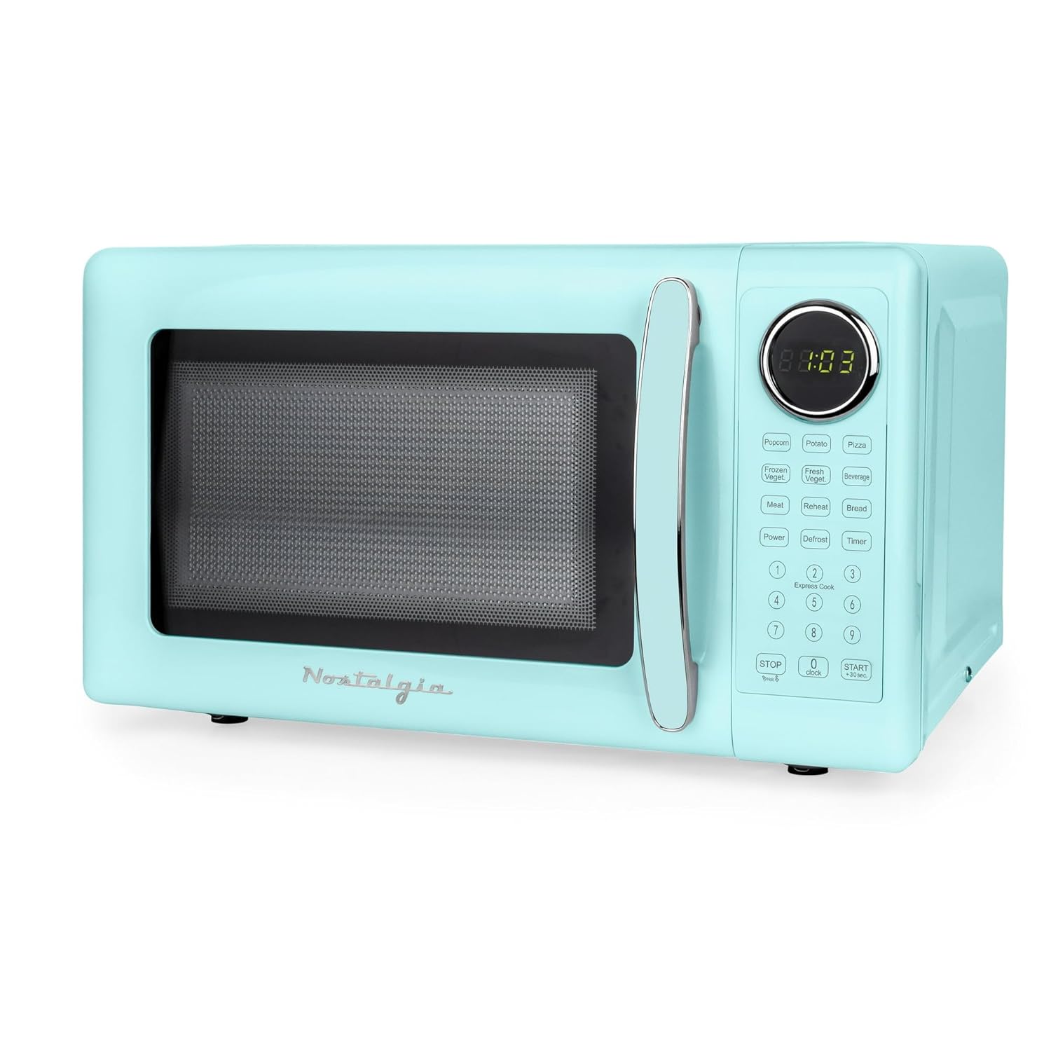 Retro 700W Microwave Oven 0 7 Cu Ft Capacity Aqua Color Design for Stylish Kitchens
