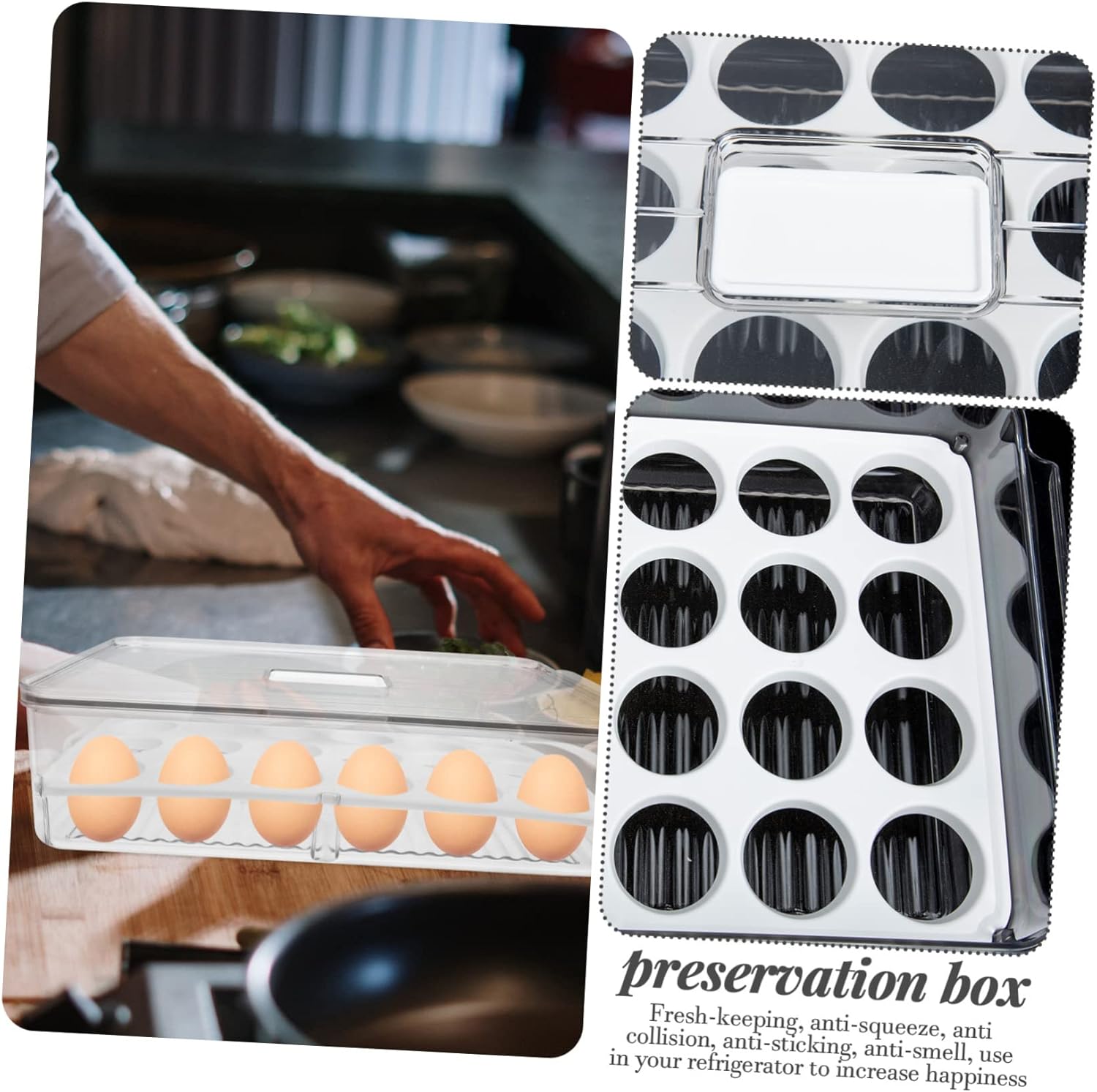 DOITOOL Refrigerator Holder Dumpling Storage Box Stackable Pet Preservation Container Fresh-keeping Button -collision Design for Organizing Eggs Dumplings