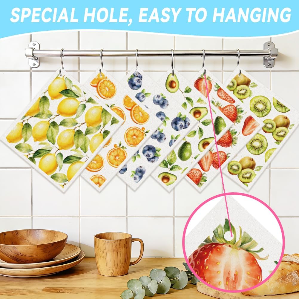 ORIGACH 6 PCS Mixed Fruit Swedish Dishcloths for Kitchen image 3