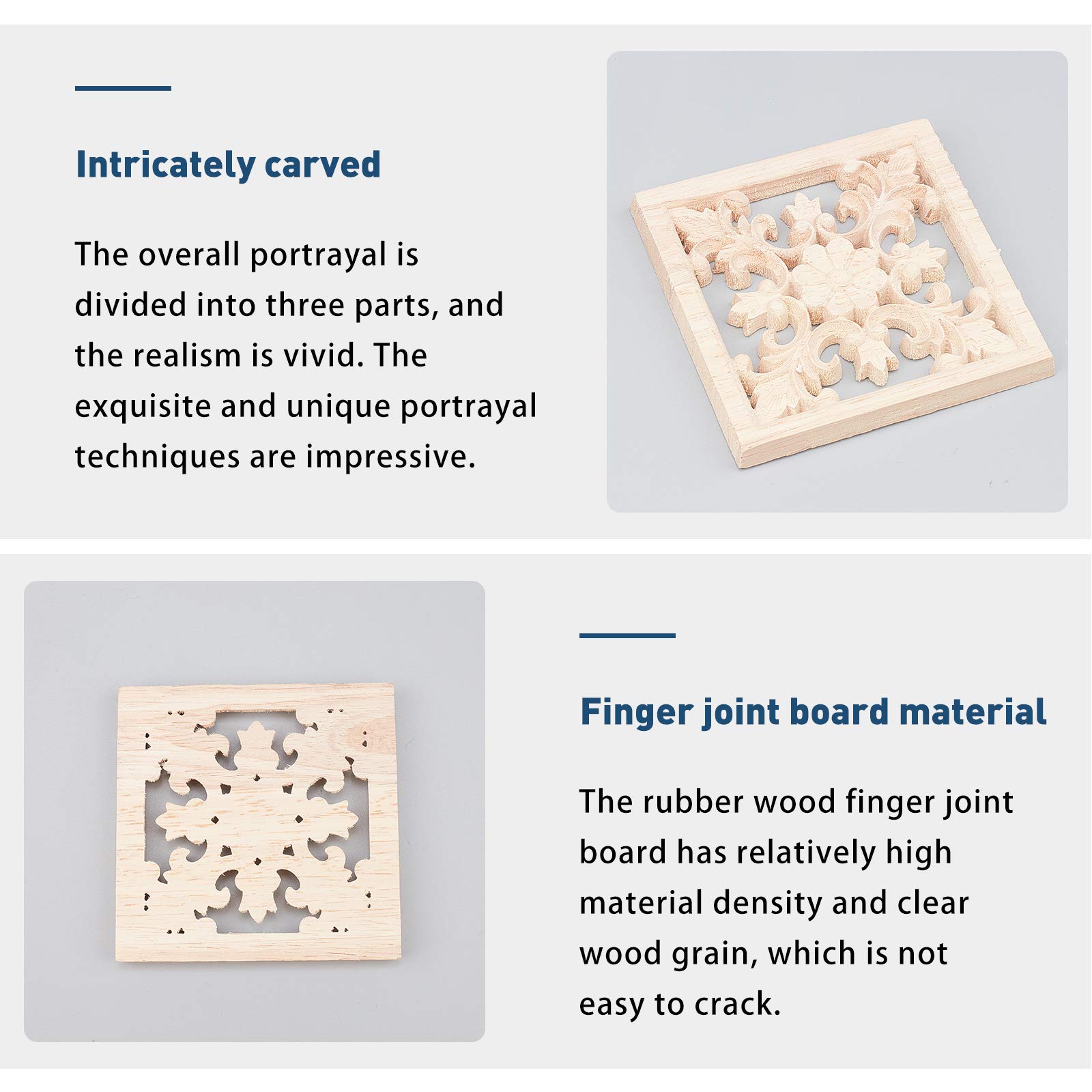 2 Applique In Legno Intagliato 160x60mm - Decorazioni Rettangolari Per Mobili E Porte - Foto 6