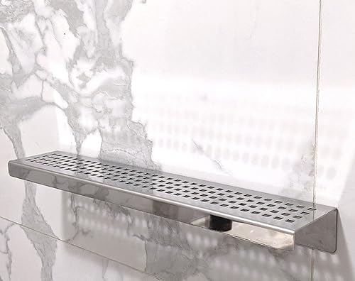 Miniatura 3 de SereneDrains Estante de ducha cromado pulido de acero inoxidable para taladro de ducha interior, montaje en pared, estante pequeño de baño,