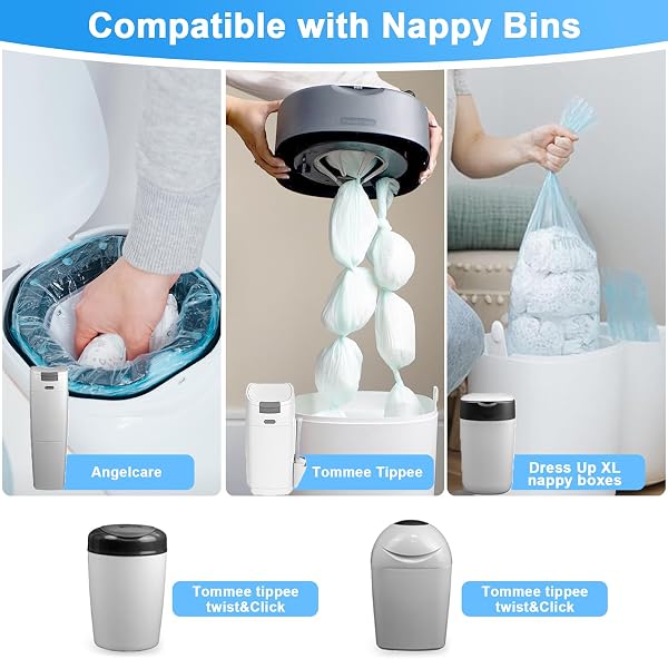 KALBIGRO 16 Piezas Recambios para Contenedor de Pañales, Compatibles con Tommee Tippee y Angelcare, Bolsas de Papelera para Bebé con Aroma a Limón, Casete para Twist & Click, Litter Locker II - 4