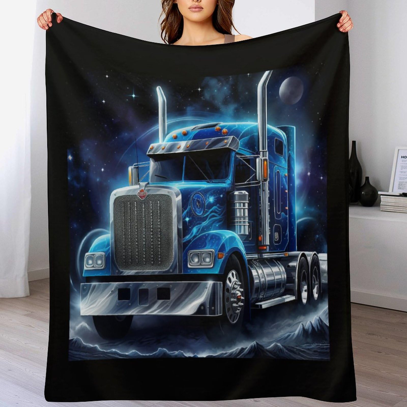 Couverture flannel motif camion au toucher velours pour housse de chaise durable