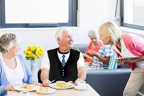 Miniatura 7 de Baberos para adultos para hombres, protectores de ropa para comer, babero de tela de toalla para adultos mayores, diseño bordado, impermeable,