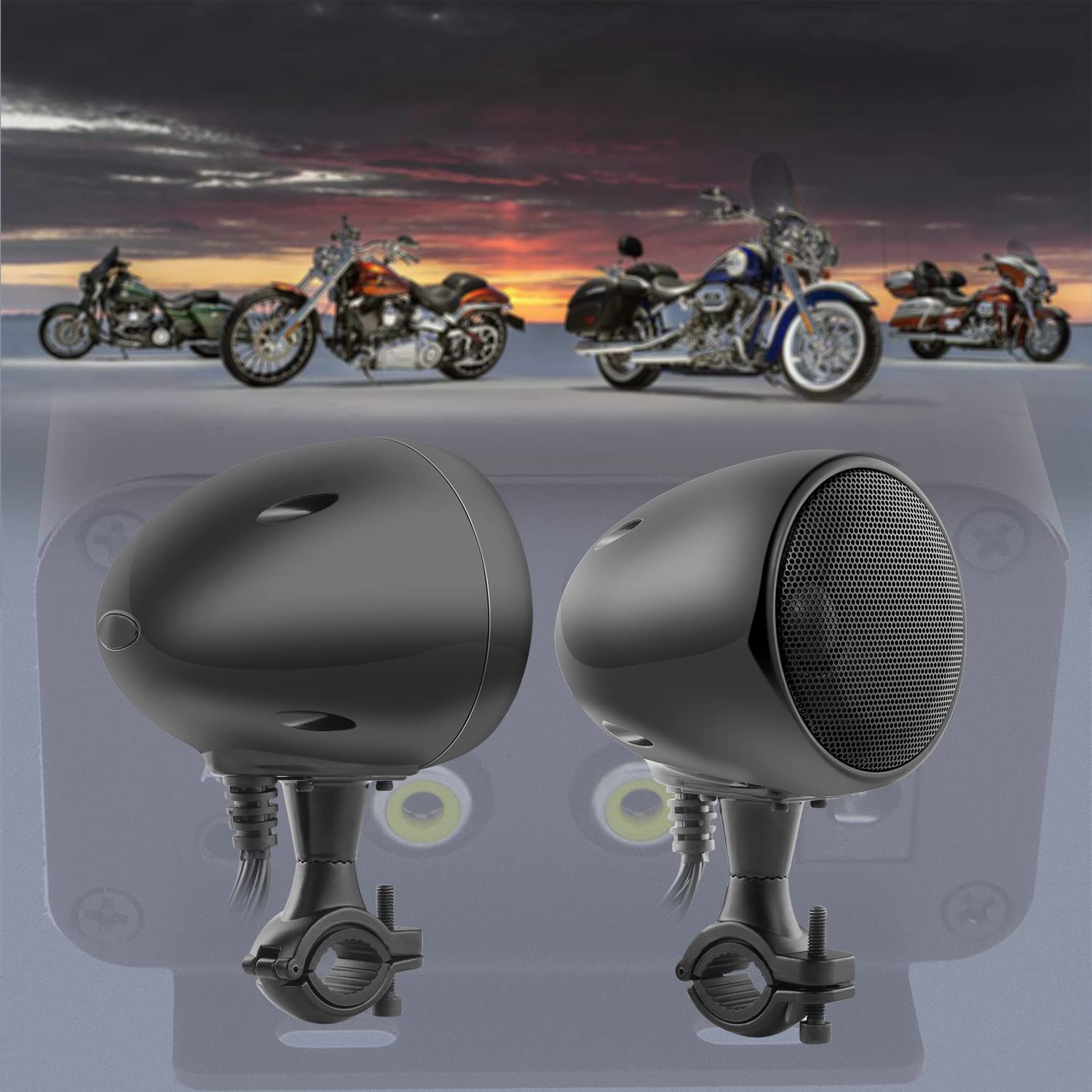 iMESTOU Amplificatore per Moto con AUX, MP3, Radio FM, 4 Pollici Full Range Impermeabile Bluetooth Altoparlanti Stereo Adatto per Manubrio Moto ATV UTV RZR