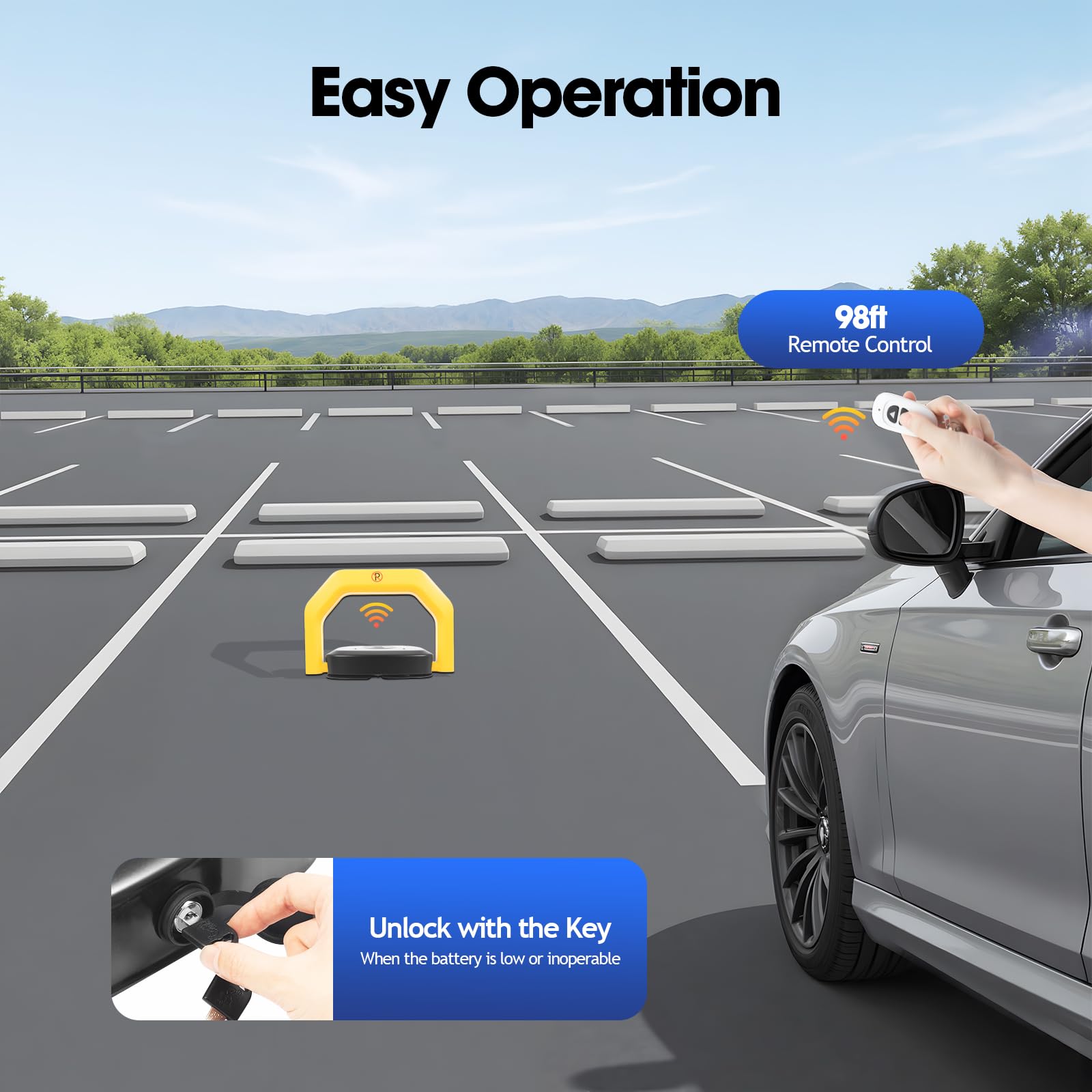 Parkplatzsperre mit Fernbedienung, Parksperre Klappbar Antikollision 180° Schutzart IP67 Intelligente Auto-Parksperre Alarmfunktionen Automatische Parkplatzsperre