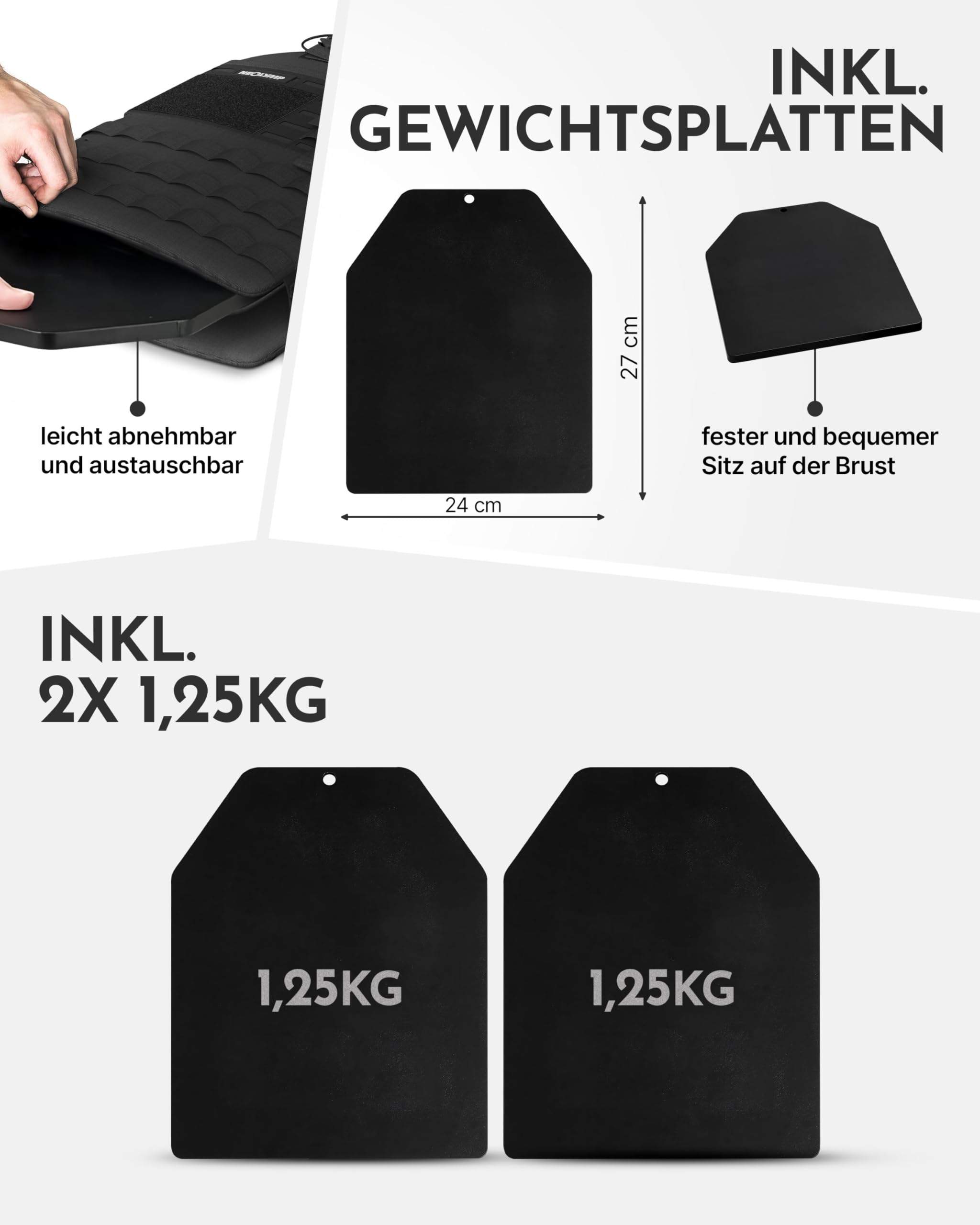 NEOLYMP Gewichtsweste – Unisex Weighted Vest – Plattenträger Weste mit Tasche – Kein Verrutschen – Atmungsaktiv & Verstellbar – Calisthenics Equipment – Weight Vest Home & Gym Training