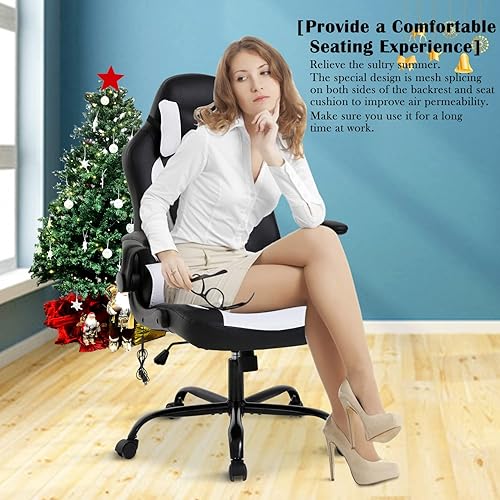 Miniatura 3 de Silla ergonómica para juegos, silla de masaje para juegos con reposacabezas, silla de computadora de oficina con ruedas y soporte lumbar, silla de