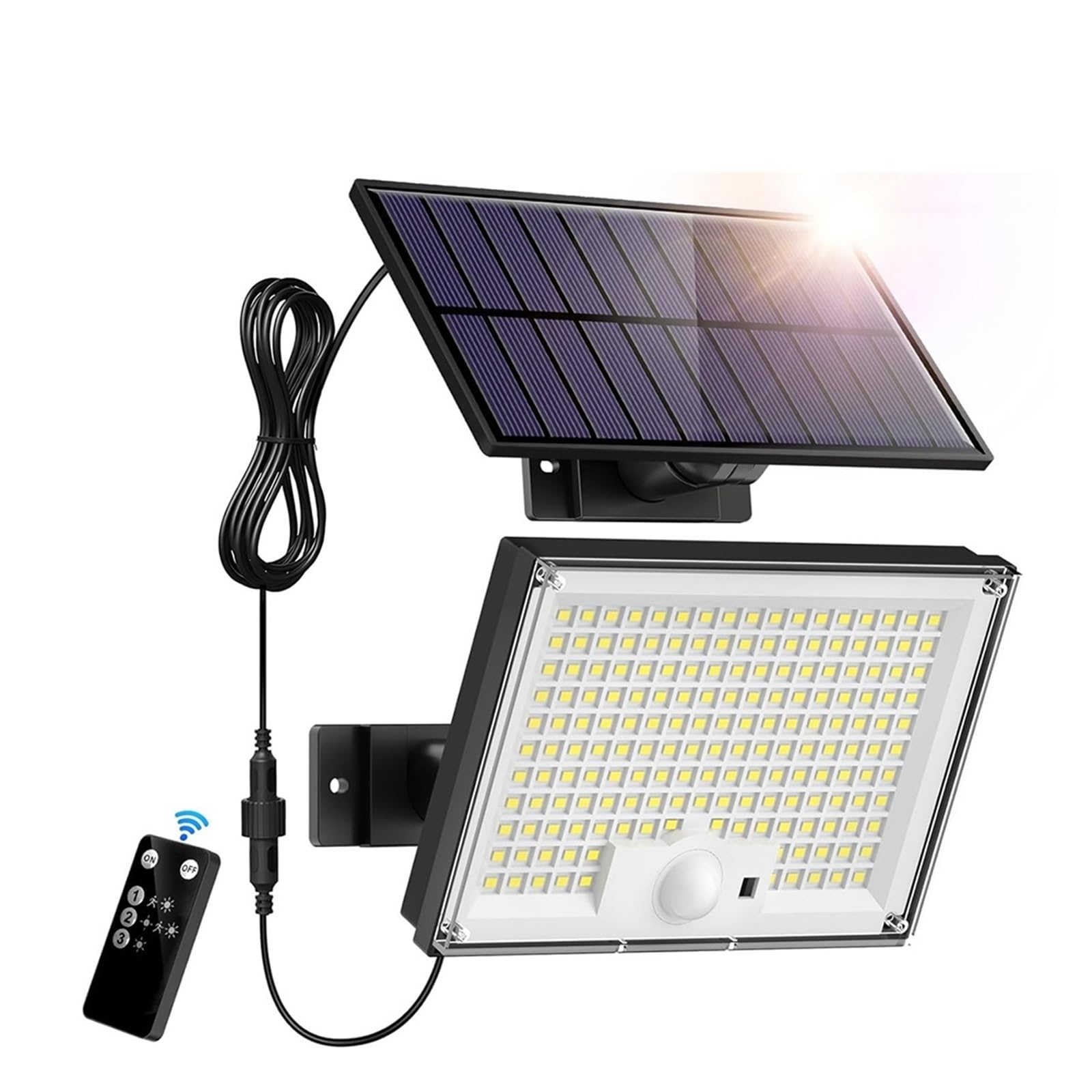 LNHHG Solar Flood Light 172LED Solar Light Outdoor Waterproof With Motion Sensor Floodlight Remote Control 3 Modes For Patio Gara Backyard for Garden Driveway Garage Patio(172LED With Remote)