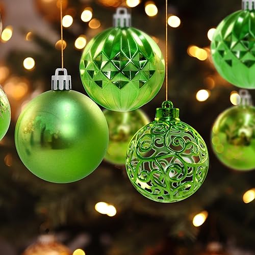 Miniatura 5 de COMONS Bola de Navidad inastillable para decoración (2.36 pulgadas, verde)
