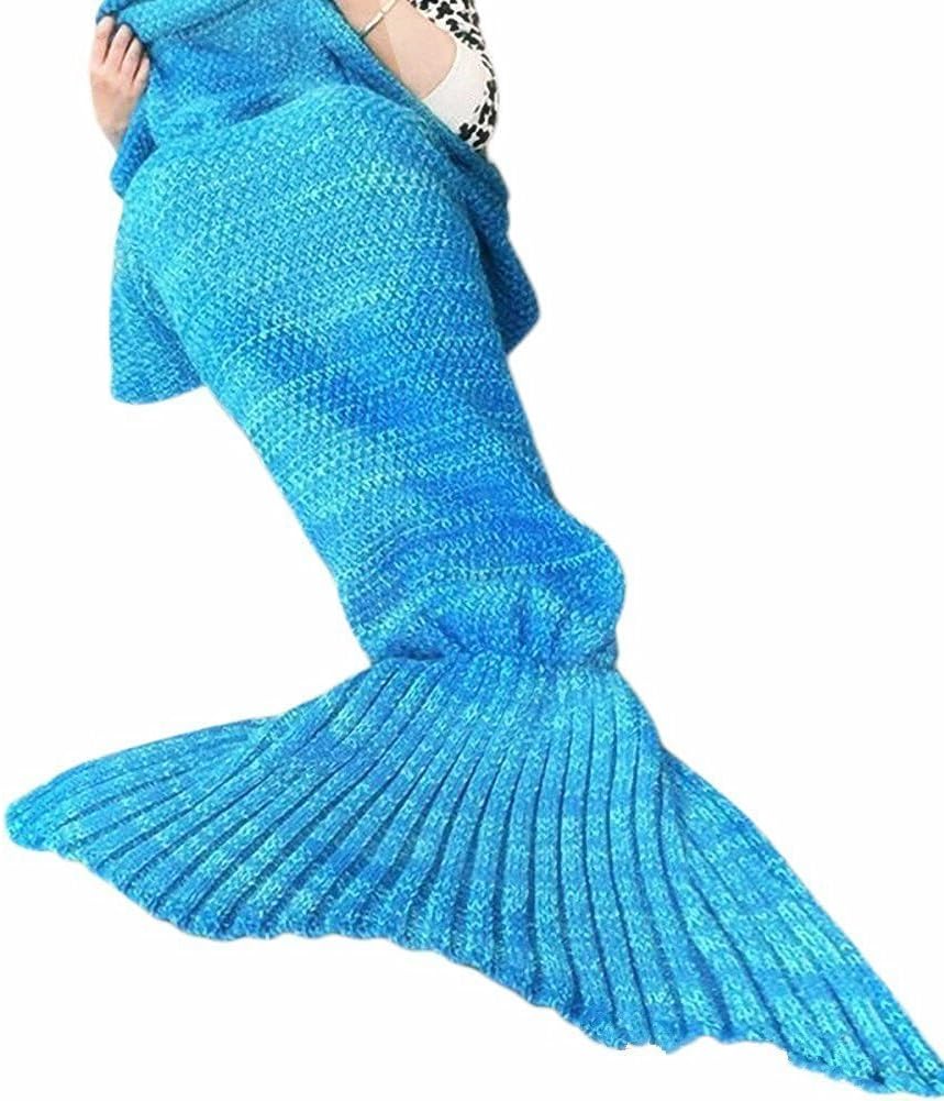 Warm and Soft Mermaid Tail Blanket,Sleeping Bag Sofa Bed Snuggle Mermaid (180 * 90cm) (Sky Blue)