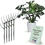Stackable Monstera Plant Support Stakes, Climbing Plants Support Structures for Indoor & Outdoor Use, Garden Accessories, Alternative to Moss Pole - Monstera Green, 5 Pack, 17