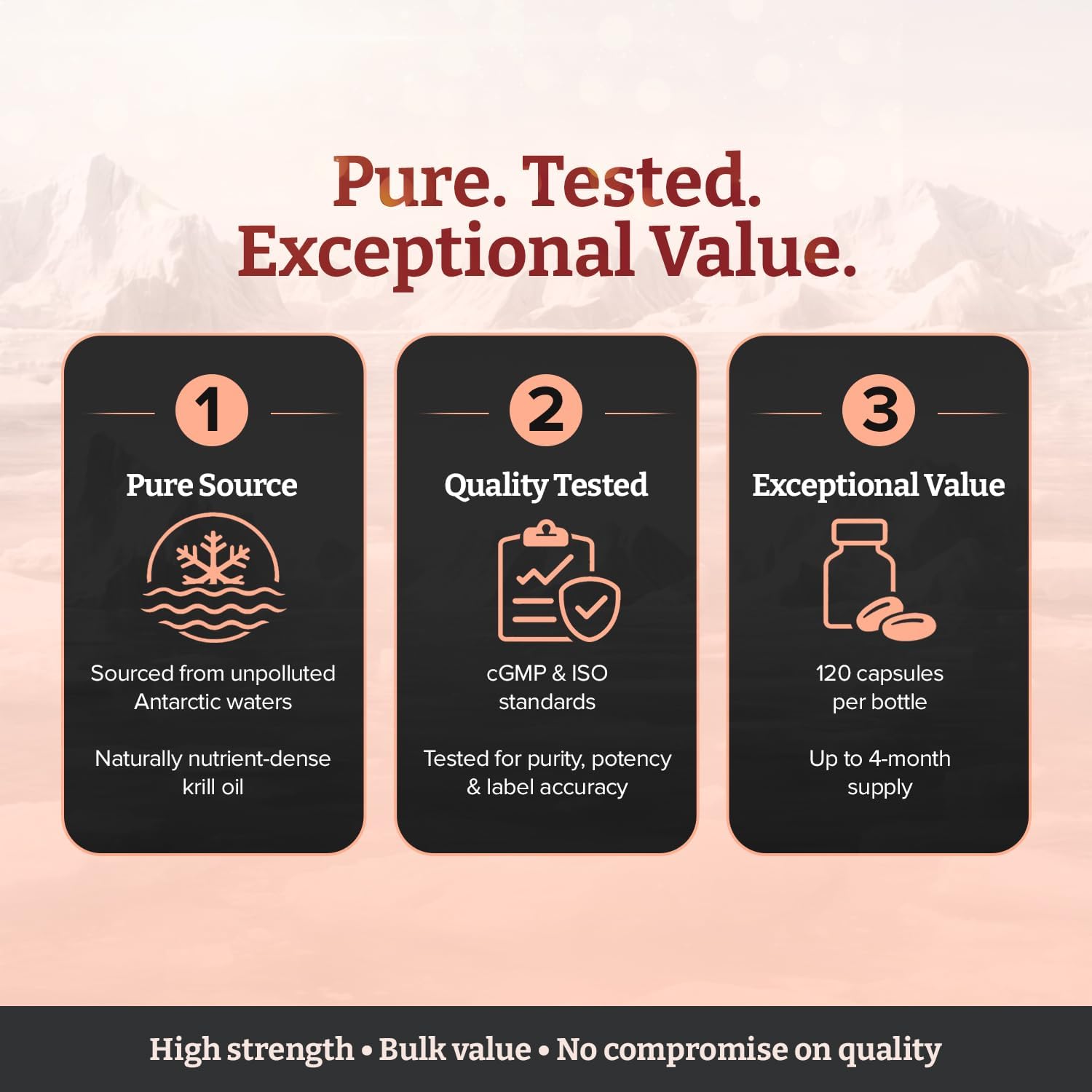 Ultra Pure Superba Krill Oil 500mg x 120 Capsules - Sourced in The Unpolluted Waters of Antarctic Providing a Rich Supply of Astaxanthin, Omega 3 and Vitamin D