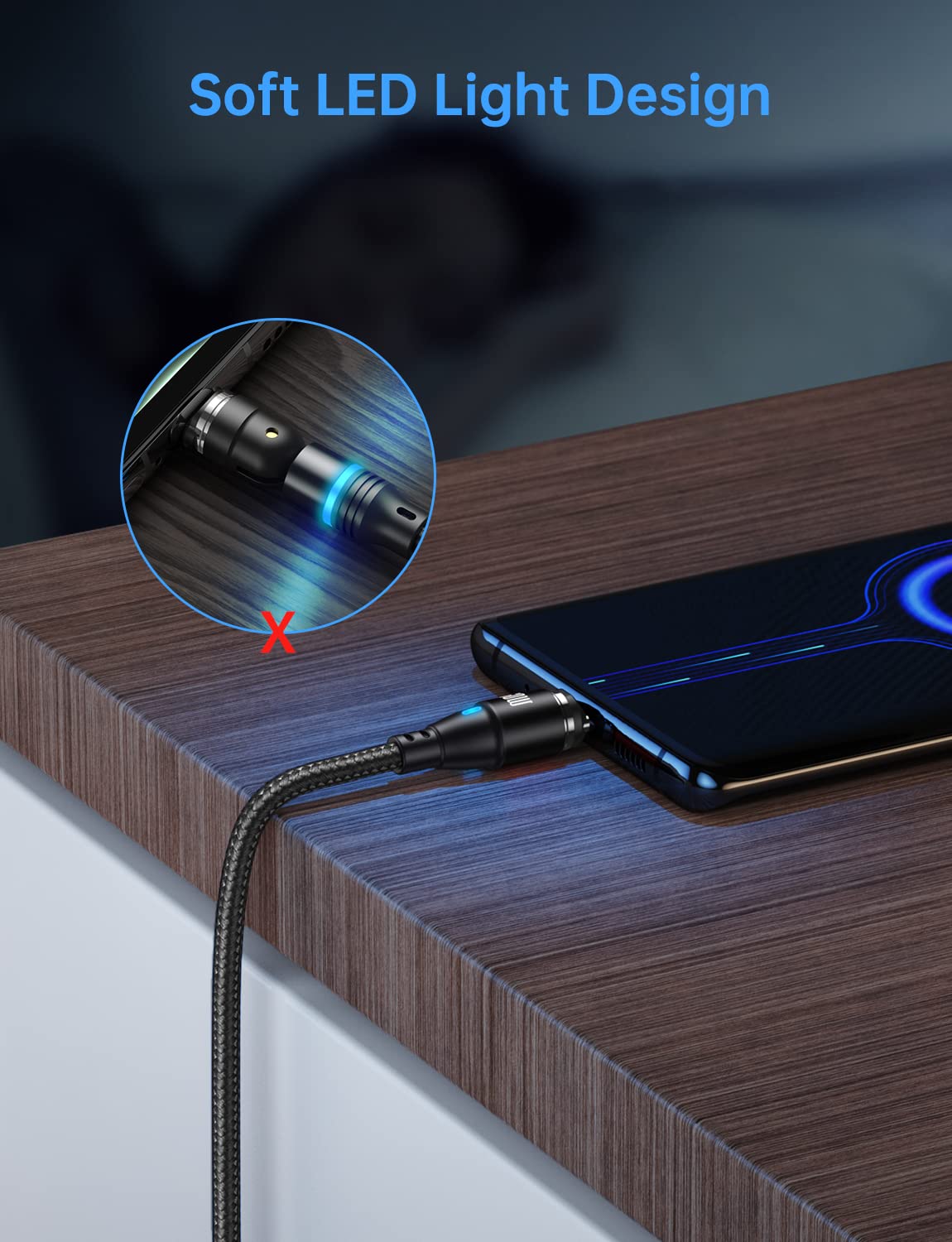 Cable de carga magnético USB C a USB C [paquete de 3, 3.3 pies/6.6 pies], cable de carga rápida USB tipo C de 60 W/3 A, compatible con Samsung Galaxy S21/S21+ Ultra 5G, S20/S20, Pixel, Switch