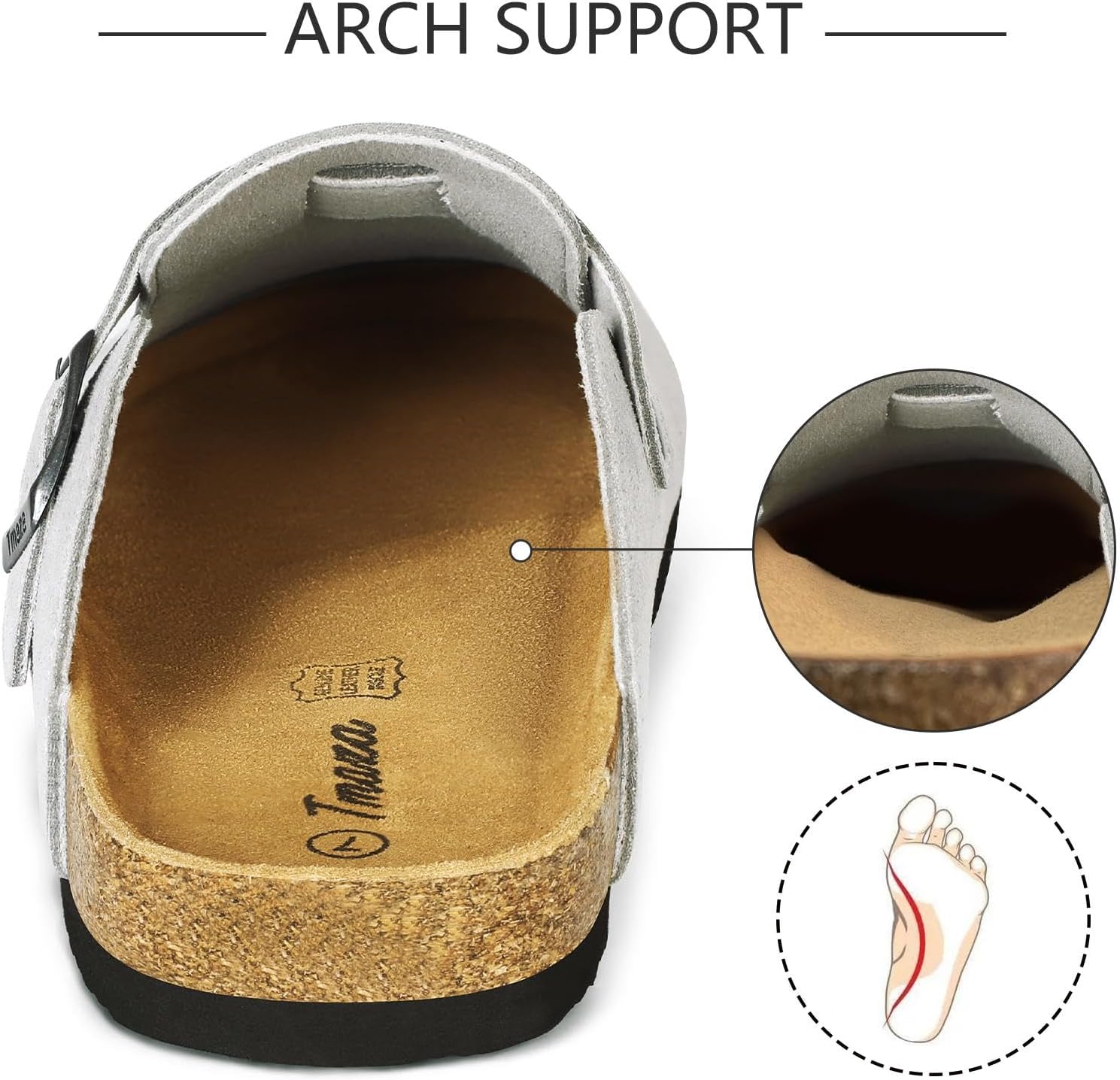 Cork Footbed Suede Clogs for Women - Memory Foam Orthopedic House Shoes with Arch Support Size 6-11 - Image 5