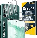 [3+3 Pack] Glass Screen Protector for Samsung Galaxy S22 5g, 9H Tempered glass, Ultrasonic Fingerprint Compatible, HD Clear, Case Friendly for Galaxy S22 glass Screen Protector
