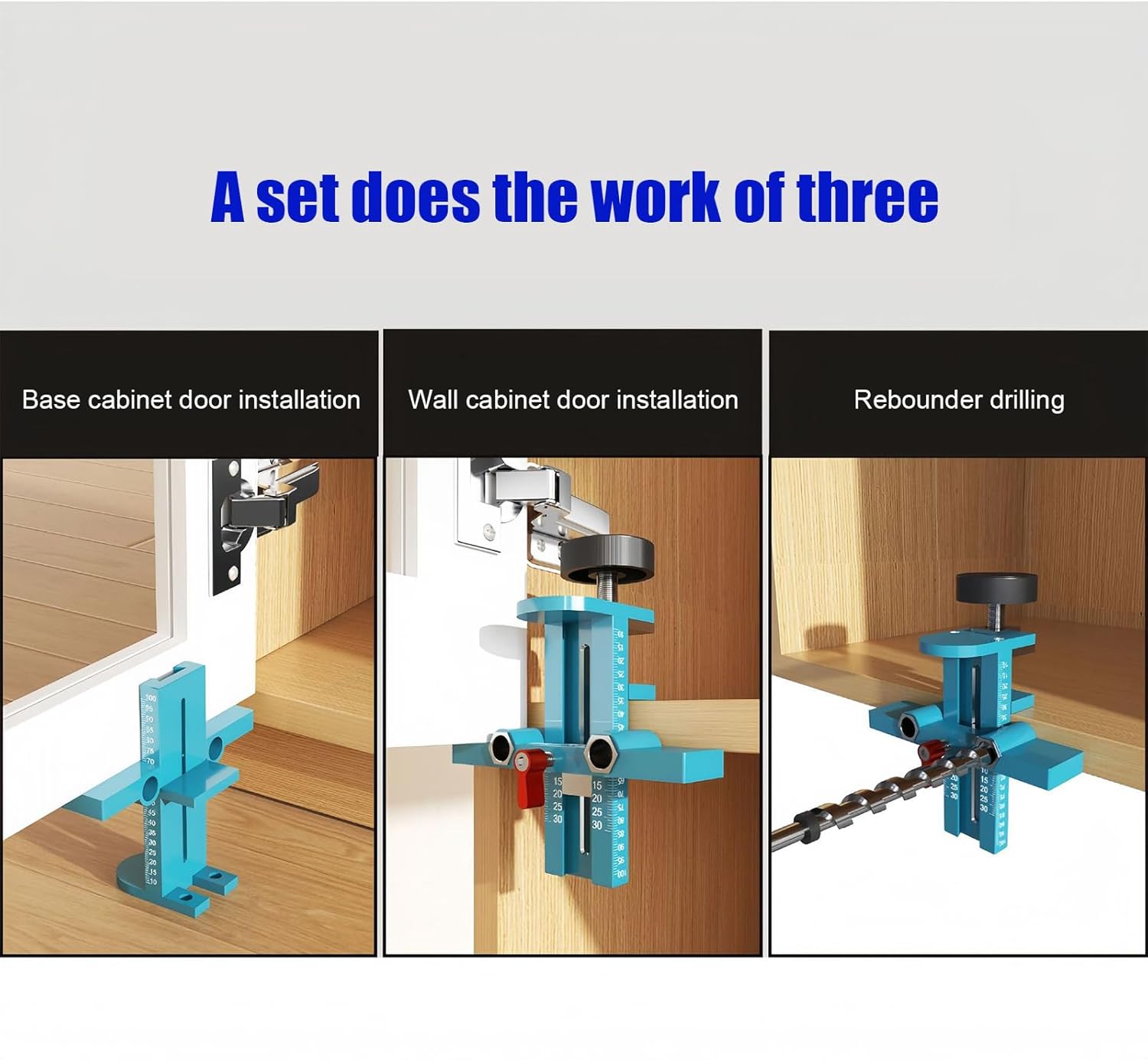 Cabinet Door Jig, Adjustable Aluminum Positioner, Accurate Woodworking Clamp Tool, Long Durable Installation Fixture, Professional Accessory for Apartment Office Furniture Home DIY Projects