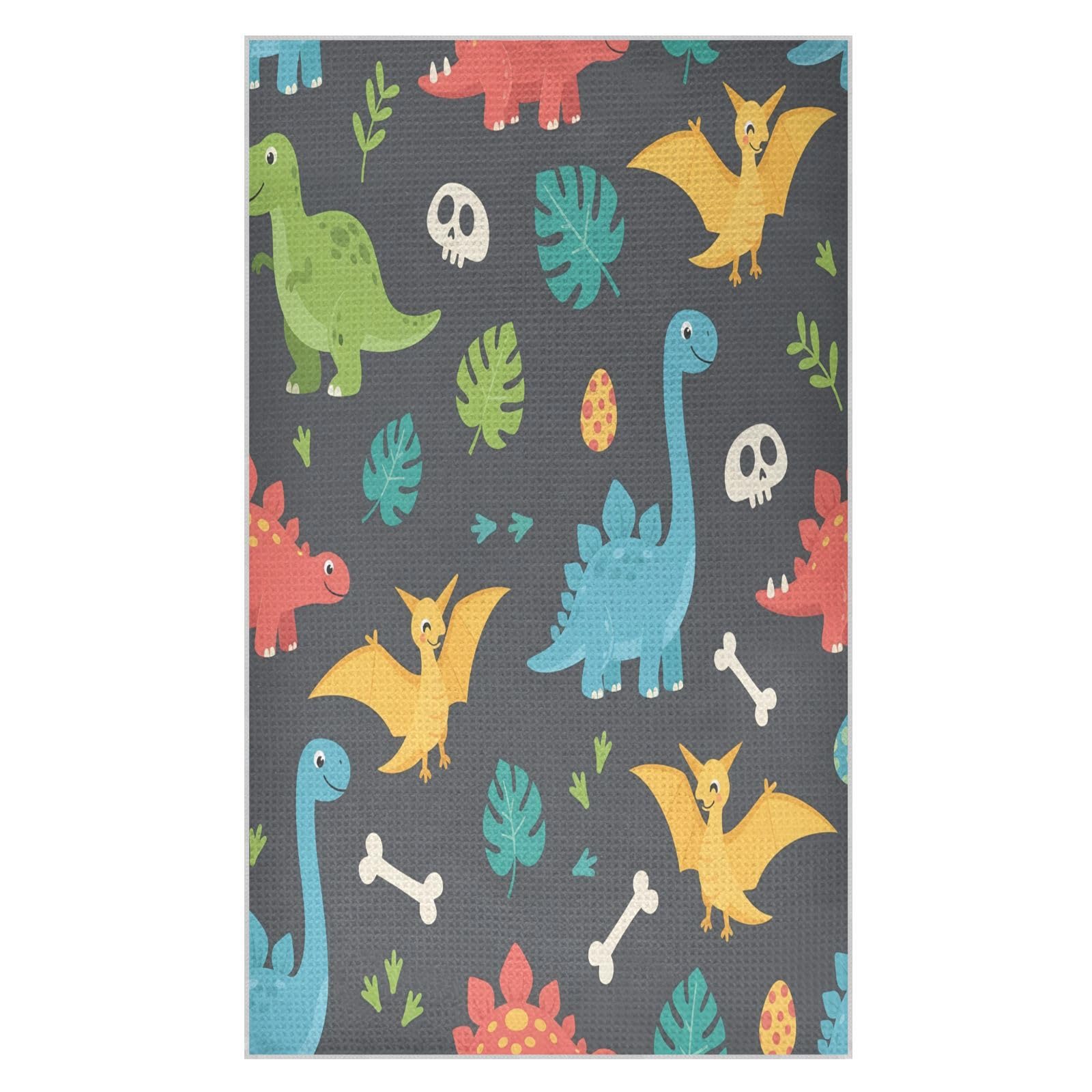 BURSTDDY Cartoon Dinosaur Kitchen Towels,Absorbent Dish Towels 2 Pack