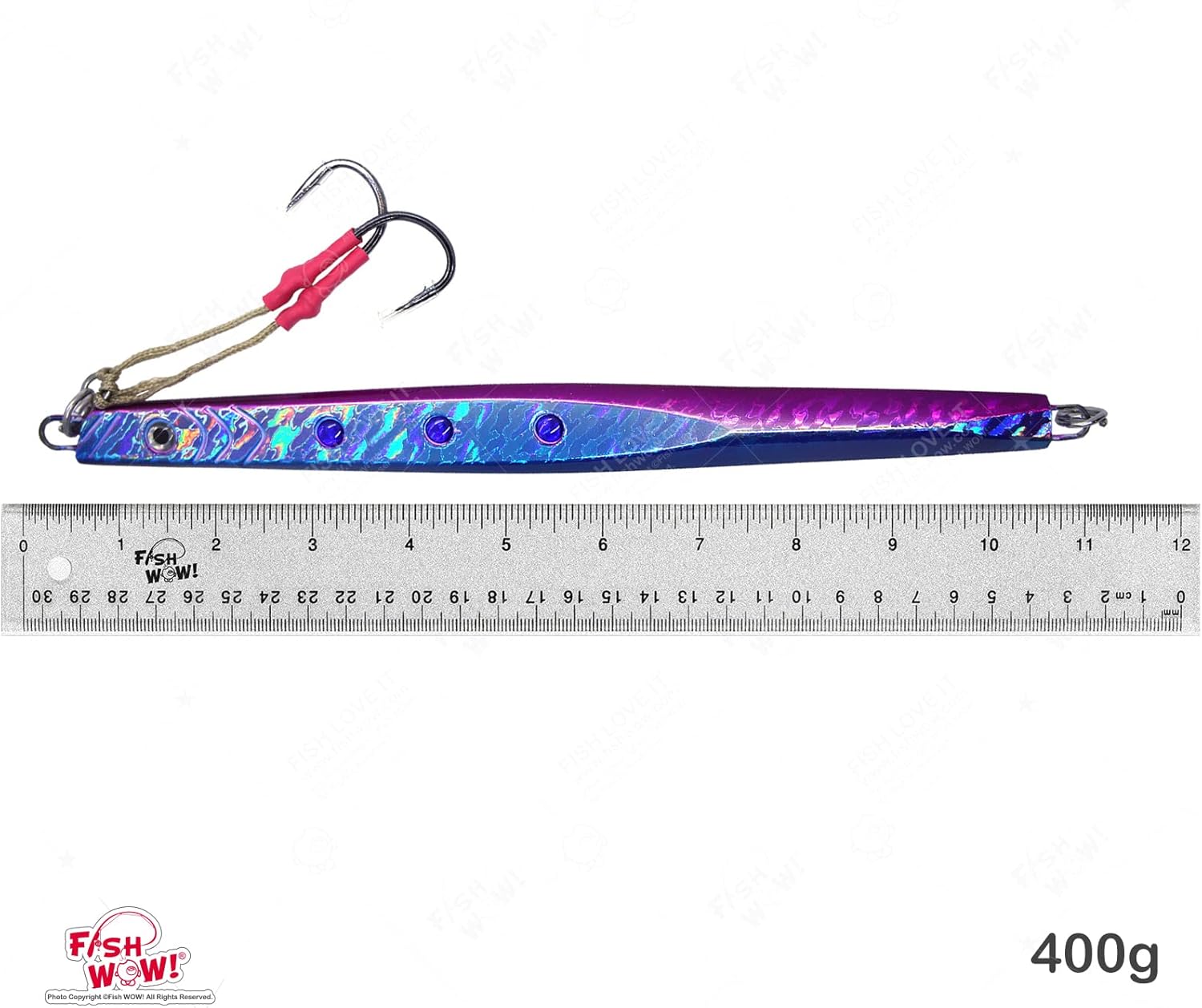 Red Glow Fish WOW!® 400g Speed jigs 14oz Fishing Vertical Knife Trolling Jig Fall Metal Flat Bait with Two Assist Hook