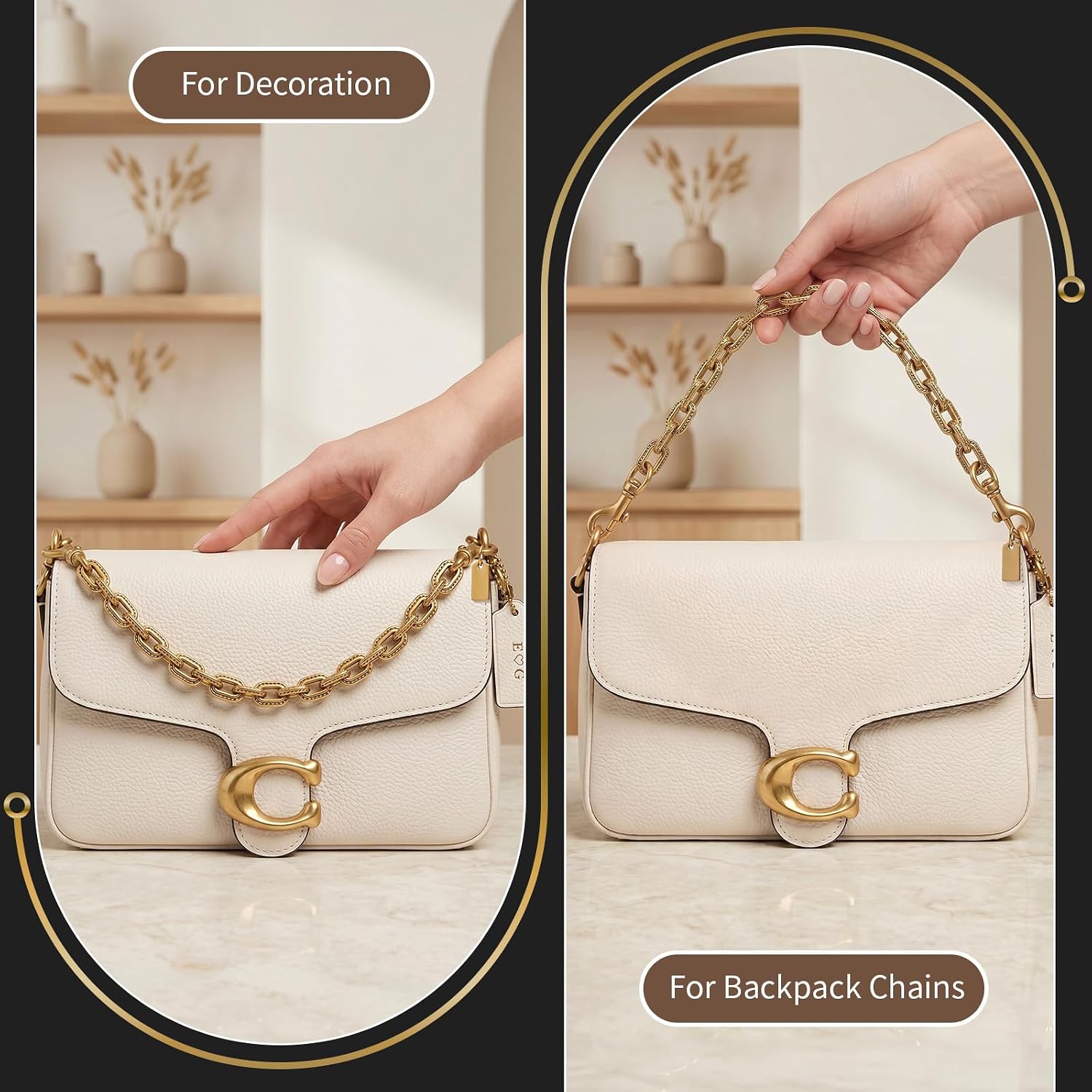 Muitcdo Gold Bag Charms for Tote Handbags, Cute Purse Extender Chain, Vintage Bag Accessories for Women Coach