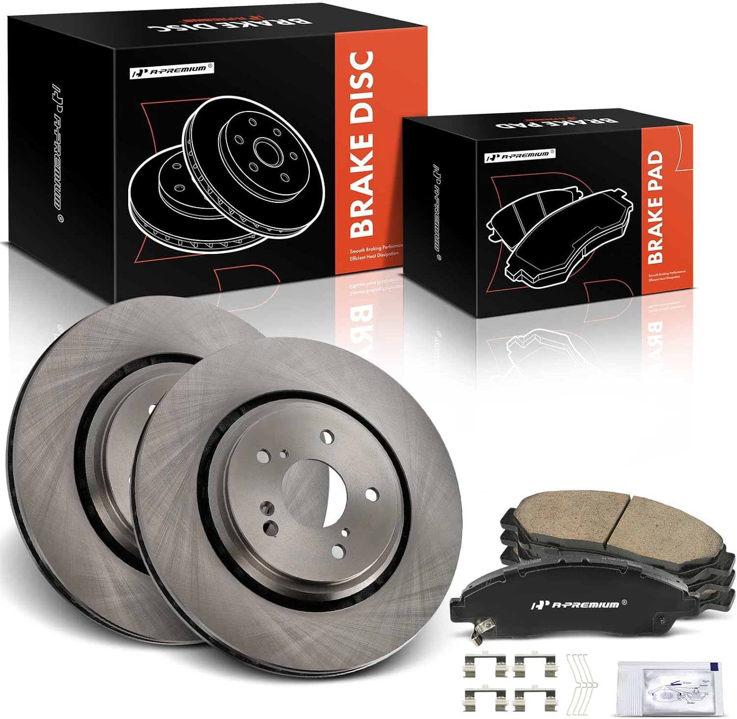 A-Premium 12.59 inch (320mm) Front Vented Disc Brake Rotors + Ceramic Pads Kit Compatible with Select Acura Models - MDX 2014 2015 2016, 6-PC Set