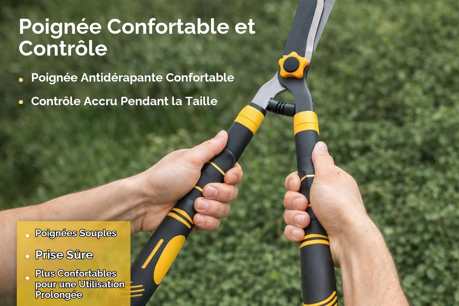 TOOLMAK Cisaille à haies télescopique 620 à 810 mm, taille-haie manuel à manches extensibles, lames tranchantes, poignées antidérapantes, outil de coupe pour haies, buissons et arbustes