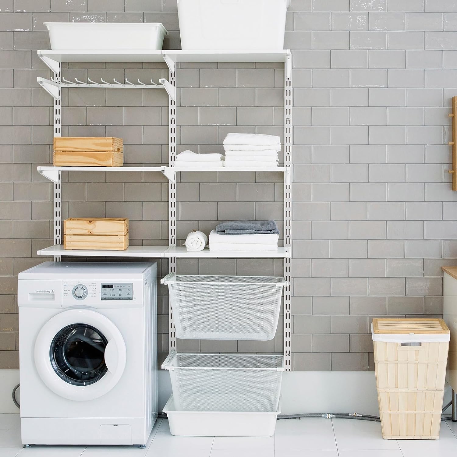 8 Pcs White Twin Rail Upright Wall Shelving System 25 Inch with Adjustable Shelf Bracket 11.5 Inch Heavy Duty Storage Rack Metal Support System for Kitchen Closet Home Indoor